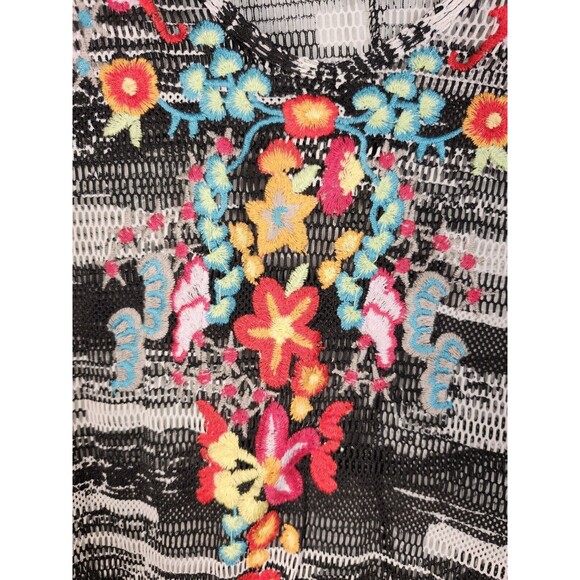 Embroidered Coverup 3X 2X Tunic Mesh Long Sleeve Boho Floral Dor Dor Couture - Picture 5 of 8